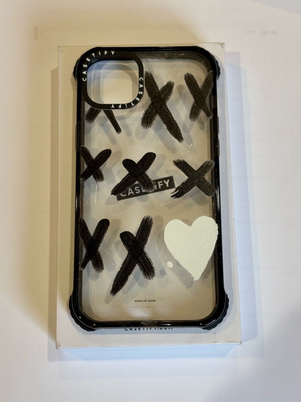 Casetify Clear Heart & X Design iPhone Case - Black for Apple iPhone 14 Plus